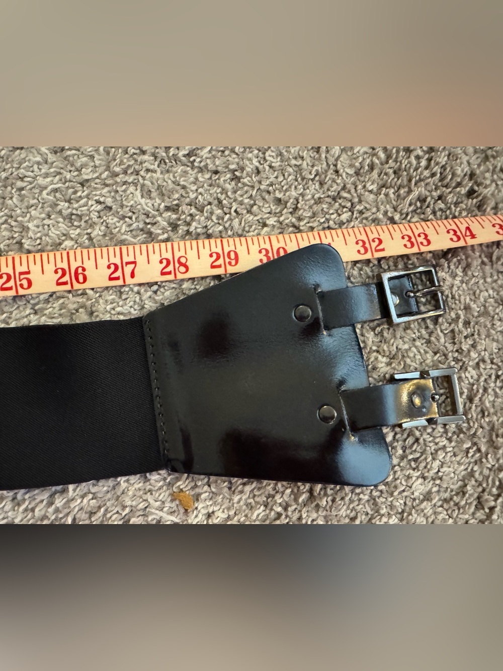 Wide Black Elastic Corset-Style Waist Belt size M - Picture 2 of 6